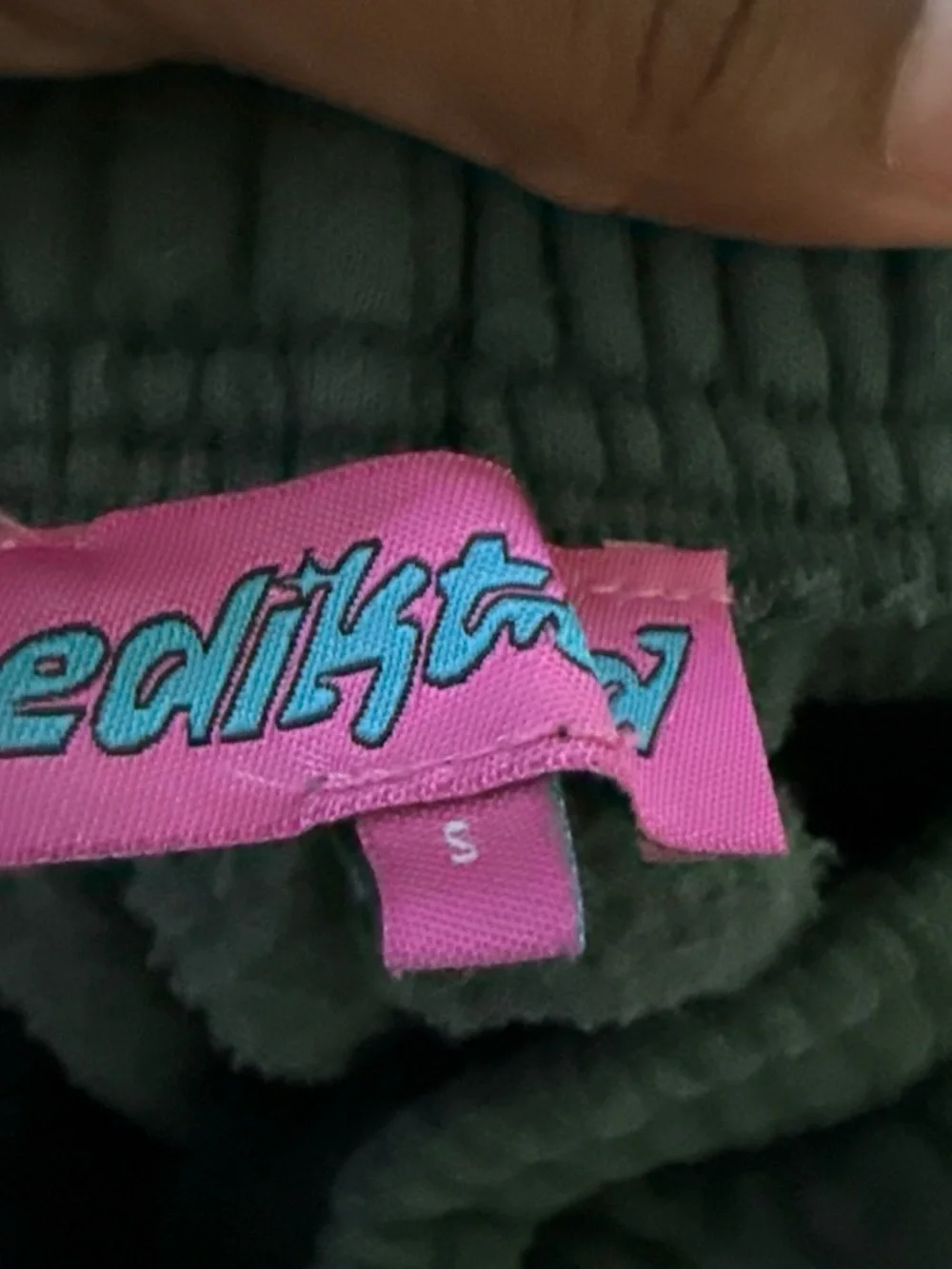 Edikted Black Joggers with Pink Ribbon Graphic